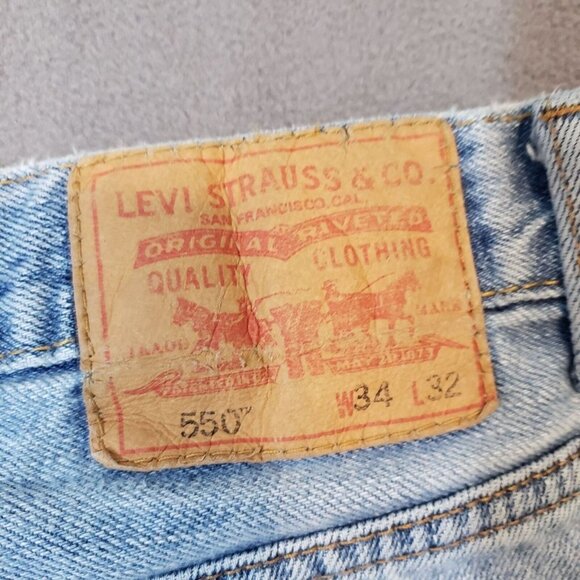 Levis Jeans Mens 32x30* Blue 550 Relaxed Straight American Light Wash Denim Jean - Picture 5 of 16